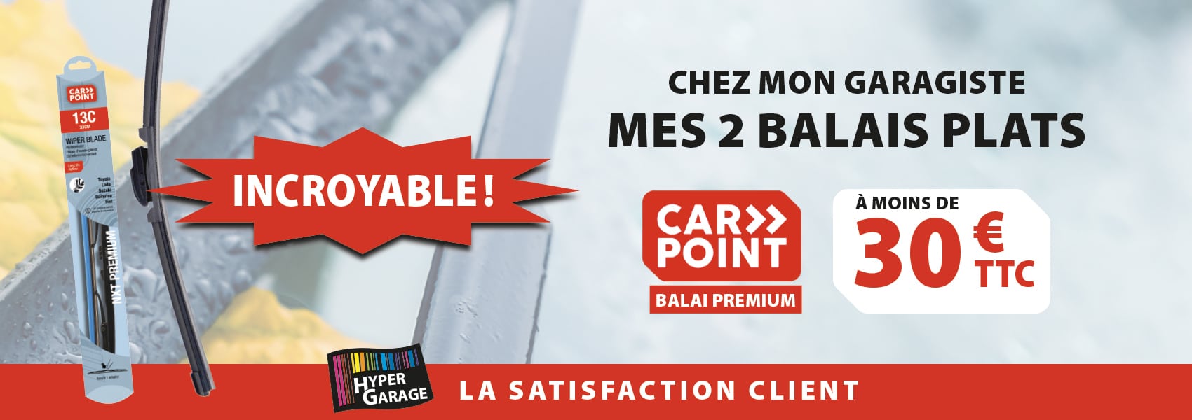Chez mon garagiste, mes 2 balais plats Car Point - Balai Premium à moins de 30€ TTC